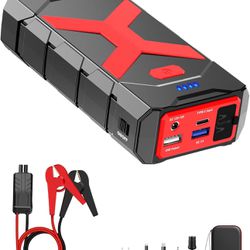 Jump Starter 12V 2000A for Car/Boat/Lawnmower(8.0L Gas/6.5L Diesel Engine) Portable Booster Battery Pack with Jump Cables/Wall Charger/USB Cable