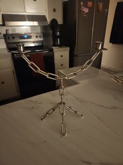 Metal Chain Link Double Candle Holder