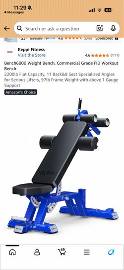 Bench6000 Weight Bench, Commercial Grade FID Workout Bench 2200lb Flat Capacity, 11 Back&8 Seat Specialized Angles for Serious Lifters, 97lb Frame Wei