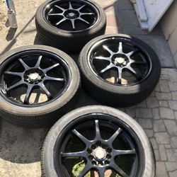 Wheels And Tires 5 Holes Universe Tires 80% Good One 40% Good Rims Size 215/45/17” Black All