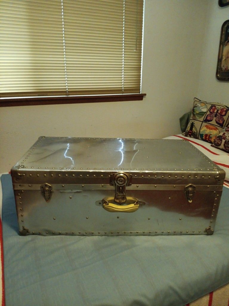 1940's Polished Aluminum Steamer Trunk