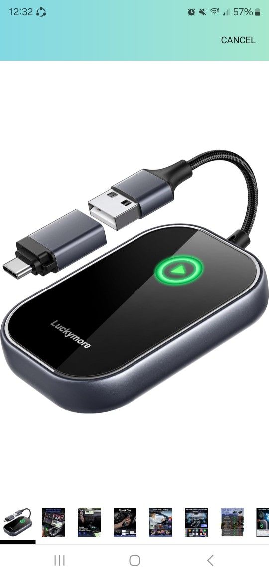 Luckymore Wireless Carplay Adapter, Converts Wired to
Wireless Carplay Dongle for Wireless Control Plug &
Play Carplay Fit for Cars from 2017 & for Ap
