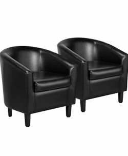 Leather office chairs, especially suitable for podcasting; includes a bookcase unit.