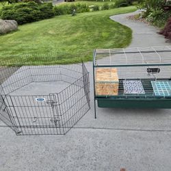 Deluxe Rabbit Cage and Stand, 18.5x42, 33.5" tall, and small pet play pen