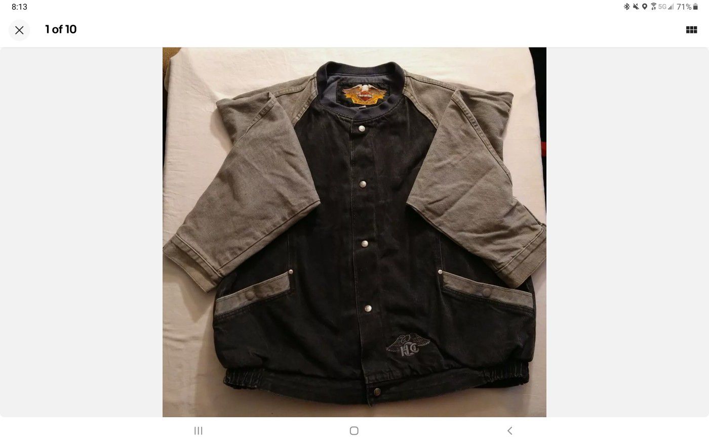 Vintage NICE! Harley Davidson Denim Jean Trucker Jacket Size XXL-HOG-Black/Grey 