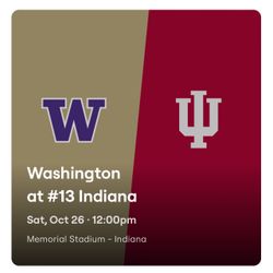 IU Indiana Vs. Washington Tickets FRONT ROW