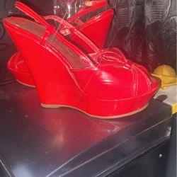 Red Wedge Platform Shoes 