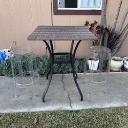 Outdoor Patio Counter Height Table With Stools