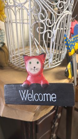 Cat Welcome Sign Hanging Decoration