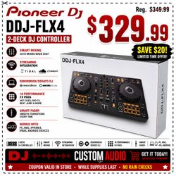 Pioneer DJ DDJ Series DDJ-FLX4 iPad PC Mac Adroid Smartphone Tablet iPhone Rekordbox Serato WeDJ Controller 4 Channel Mixer FX Pads Pitch FLX4 🚨 Paym