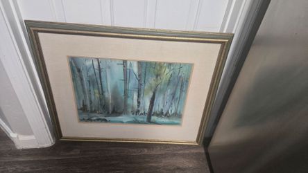 Wall painting, shades of blue and green