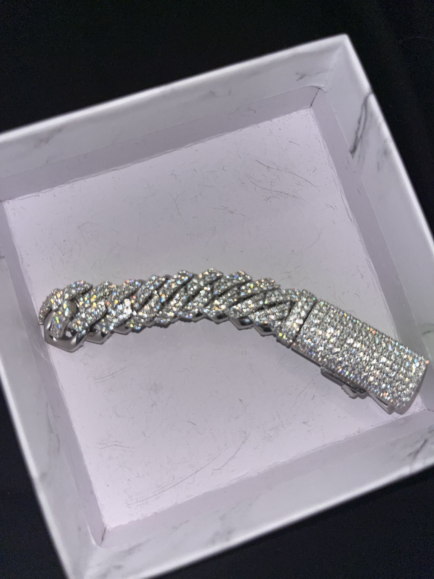 Diamond Cuban Curb Chain Bracelet With
