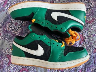 Air Jordan 1 Low DQ8422-300 Men’s Size 8 Green Black Gold
