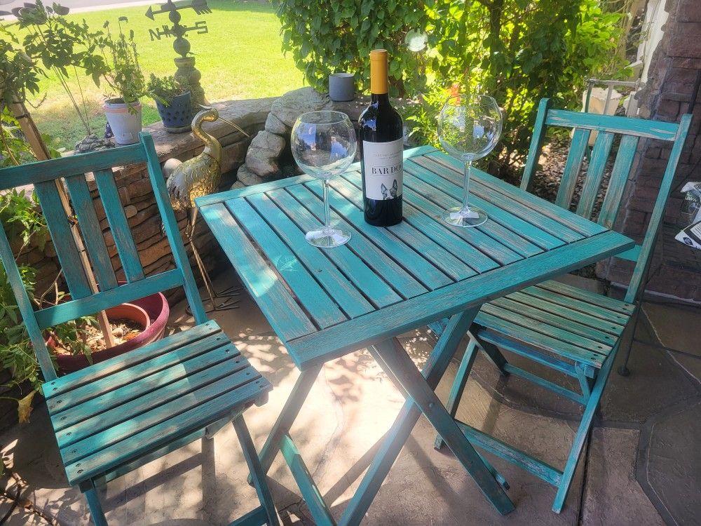 Charming Painted 3 Piece Wooden Bistro Set