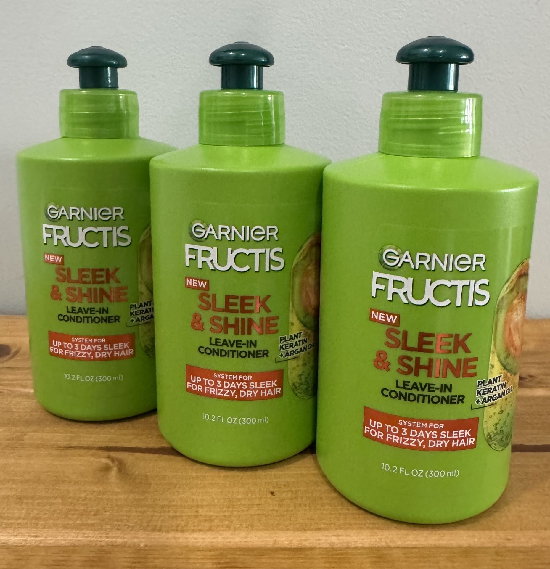 Garnier Fructis Sleek and Shine Leave In Conditioner with Argan Oil, 10.2oz, 3ct