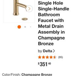 Trinsic Gold Single Hole Single-Handle Bathroom Faucet with Metal Drain Assembly in Champagne Bronze