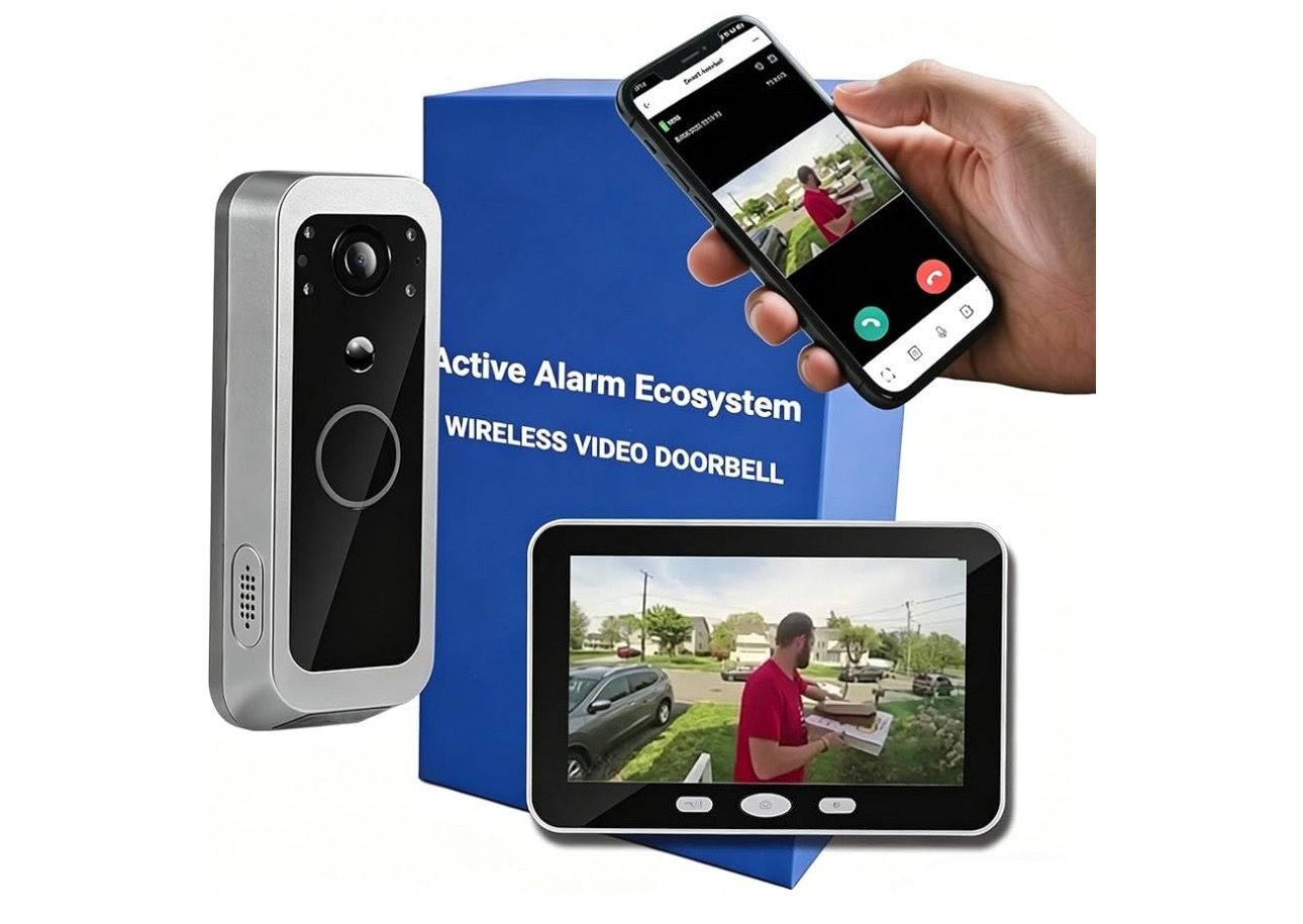 Wireless Doorbell Camera No Subscription with Monitor