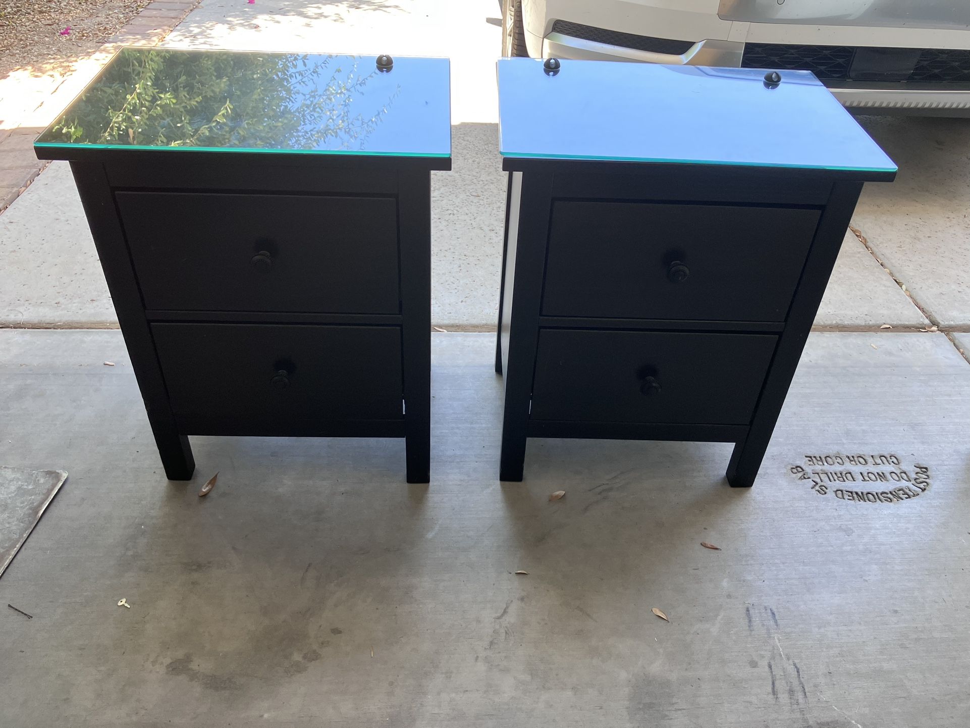 2 - IKEA HEMNES Nightstands With Glass Top