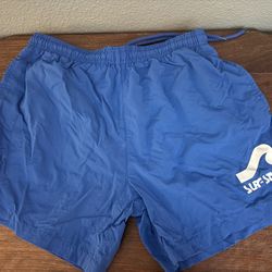 Surf Style Men's Blue Nylon Swim Trunks S Drawstring Elastic Waist Mesh Lined