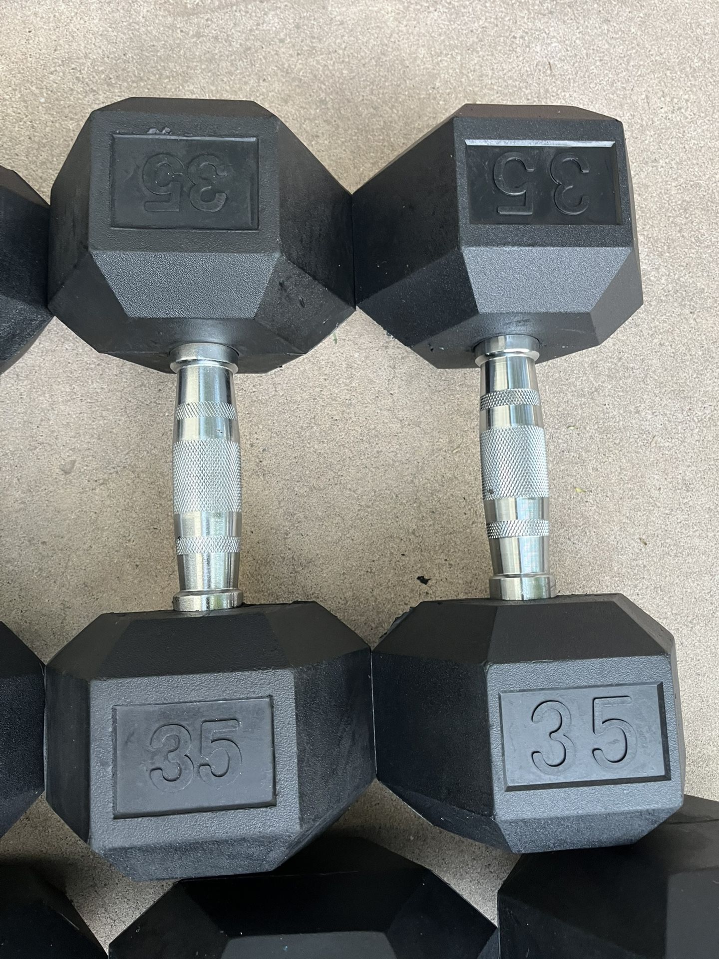 35lb Hex Rubber Dumbbell Set Weights