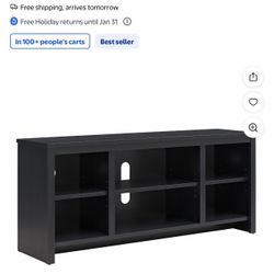 888 Mainstays Parsons TV Stand for TVs up to 50", Black Oak Finish