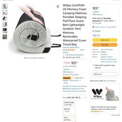 Willpo Memory Foam Mattress For Camping Or Home