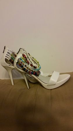 White heels with beads