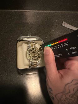 Iced Out Two-Tone Moissanite Men's Wristwatch