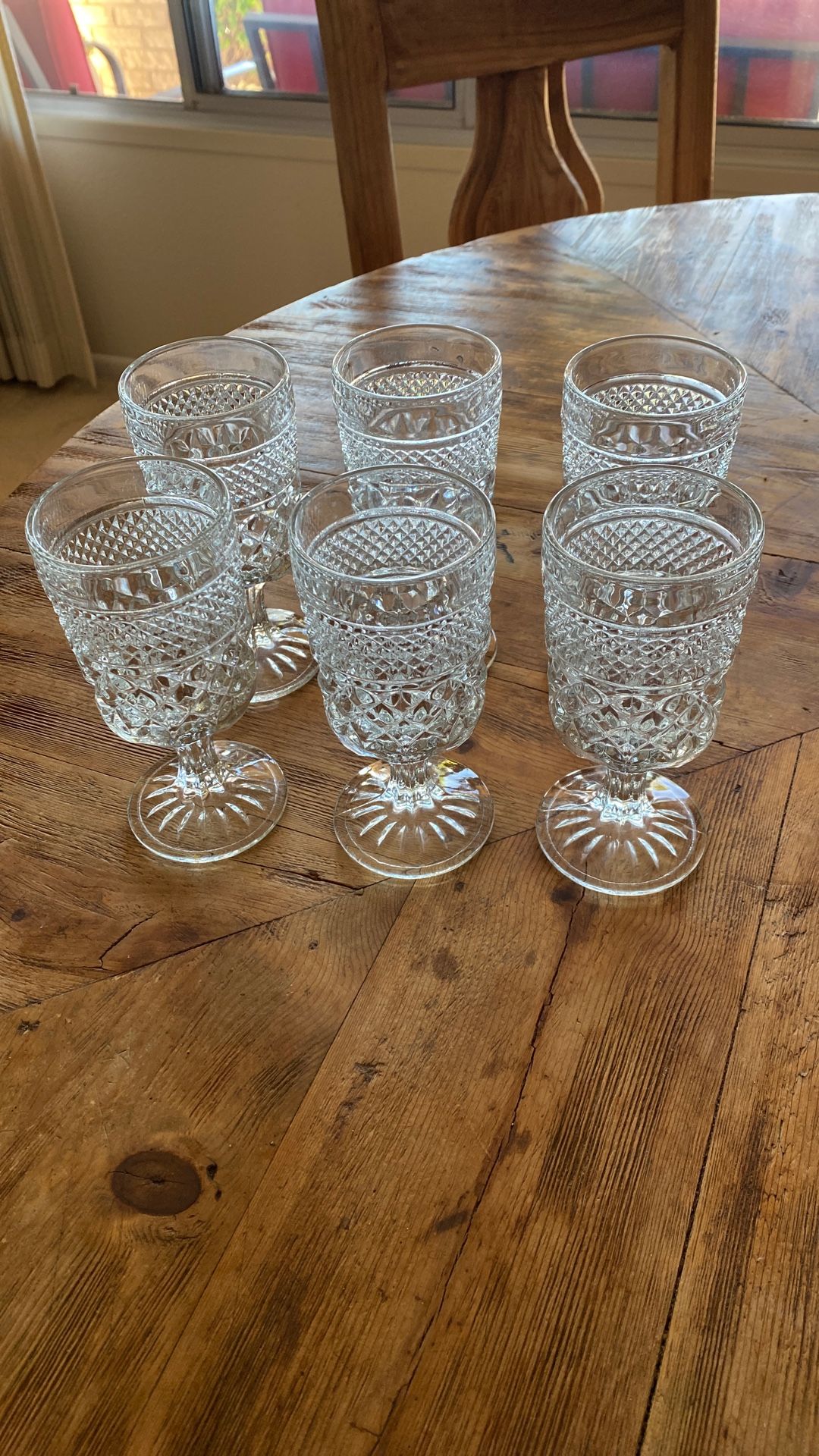 Set Of 6 Vintage Wexford  By Anchor Hocking Water Goblets