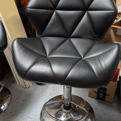 3 Faux Leather & Stainless Steel Bar Stools Chairs
