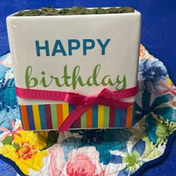 Very Cute Happy Birthday  Vase - Used Once