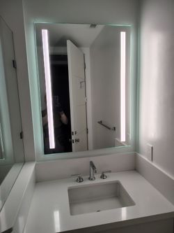 Pair of 36x40 Modern LED Lighted Bathroom Vanity Mirrors (Plug-In)