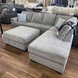 New Gray Or Dark Blue Ashley Brand Sectional Sofa Couch 