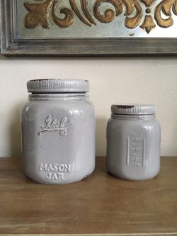 Set of 2 Mason Ceramic Cookie Jars