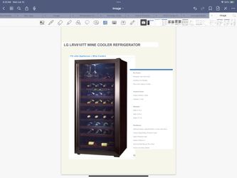 LG LRV 810TT Wine Refrigerator 81 Bottle Capacity $250.00