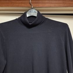 Lands' End Black Mock Turtleneck T Shirt 