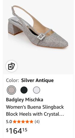 Badgley Mischka Women's Buena Slingback Block Heels with Crystal Buckle