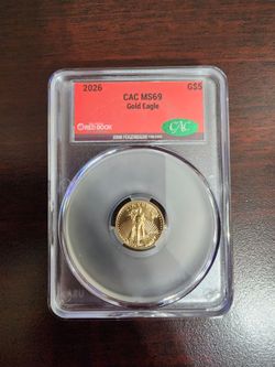2026 1/10th oz Gold Eagle CAC MS69 Red Book Label