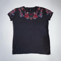 Lucky Brand Women’s XS Floral T-Shirt – Black