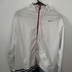 Nike White Full Zip Track Jacket Men’s Size XL – Striped Cuffs & Hem – Retro Style Closet