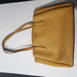 Kate Spade Pebbled Leather Rowe Medium Top Zip Satchel, Sunflower Pre-owned