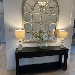 Console Table With A Black Rubbed Distressed Finish