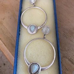 Aretes Stainless Piedras Turquesa Joyería Antigua 