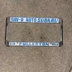 Vintage Subaru Fullerton License Plate Frame 