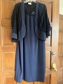 Navy Blue Dress with Lace Bolero Jacket