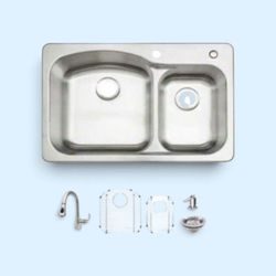 Glacier Bay 33 in. Drop-In 60/40 Double Bowl 18 Gauge Stainless Steel Kitchen Sink with Pull-Down Faucet