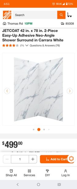 2 piece corner Shower panel marble white