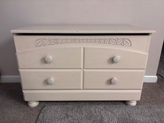 White Wood Carved Detailed Chest