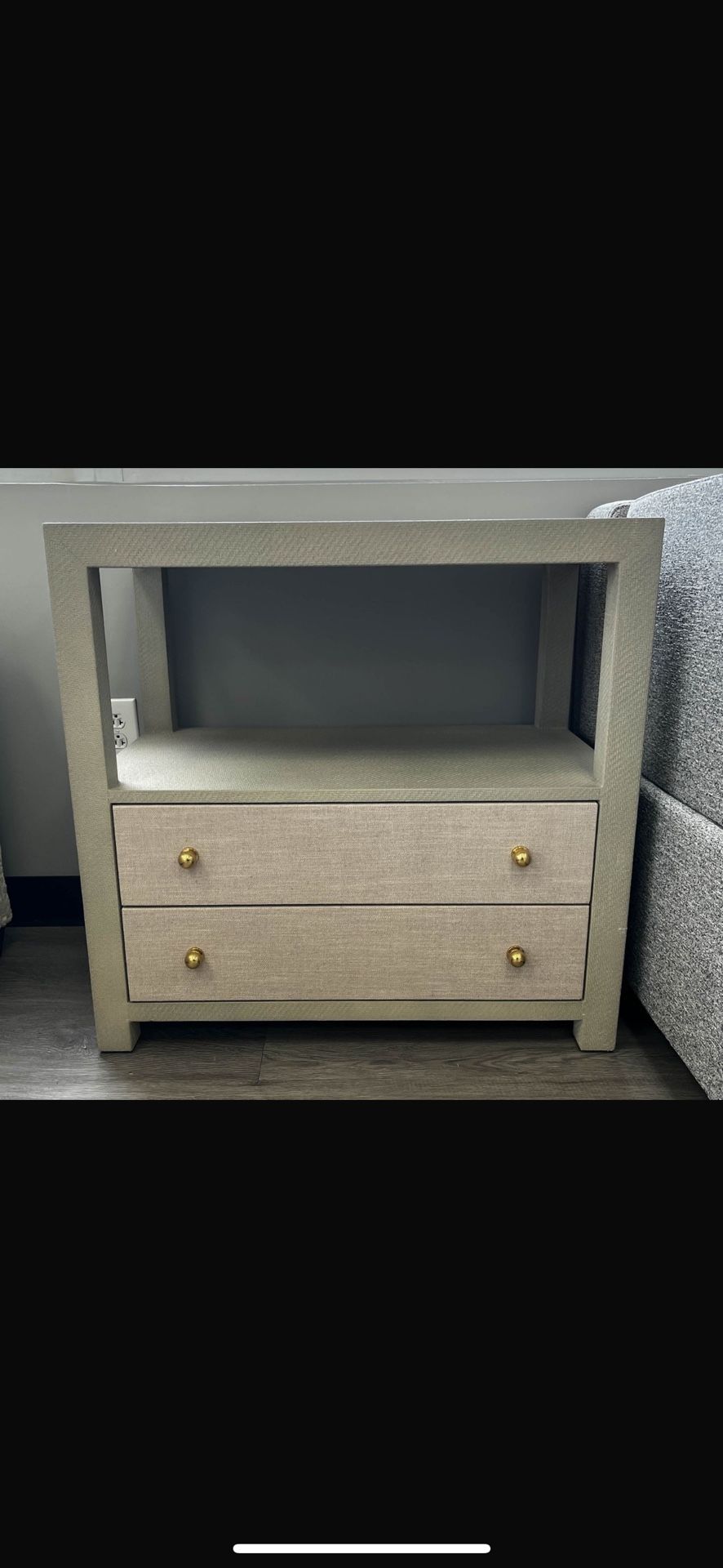 Gray Bed stand With Two Drawers. NEW