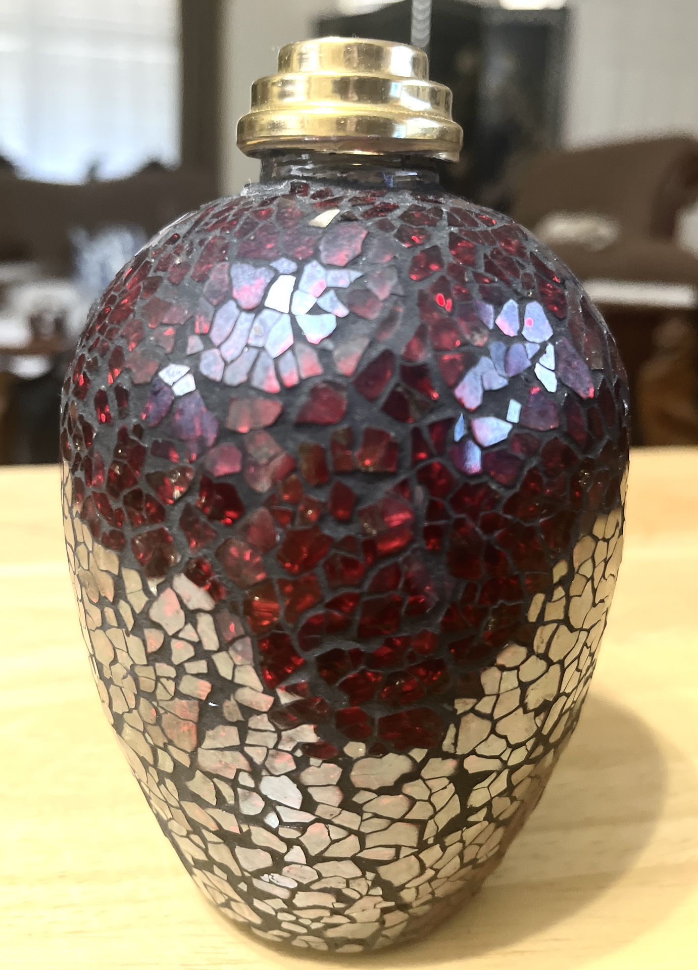 Ruby Red Mosaic Bud Glass Vase (B-2)
